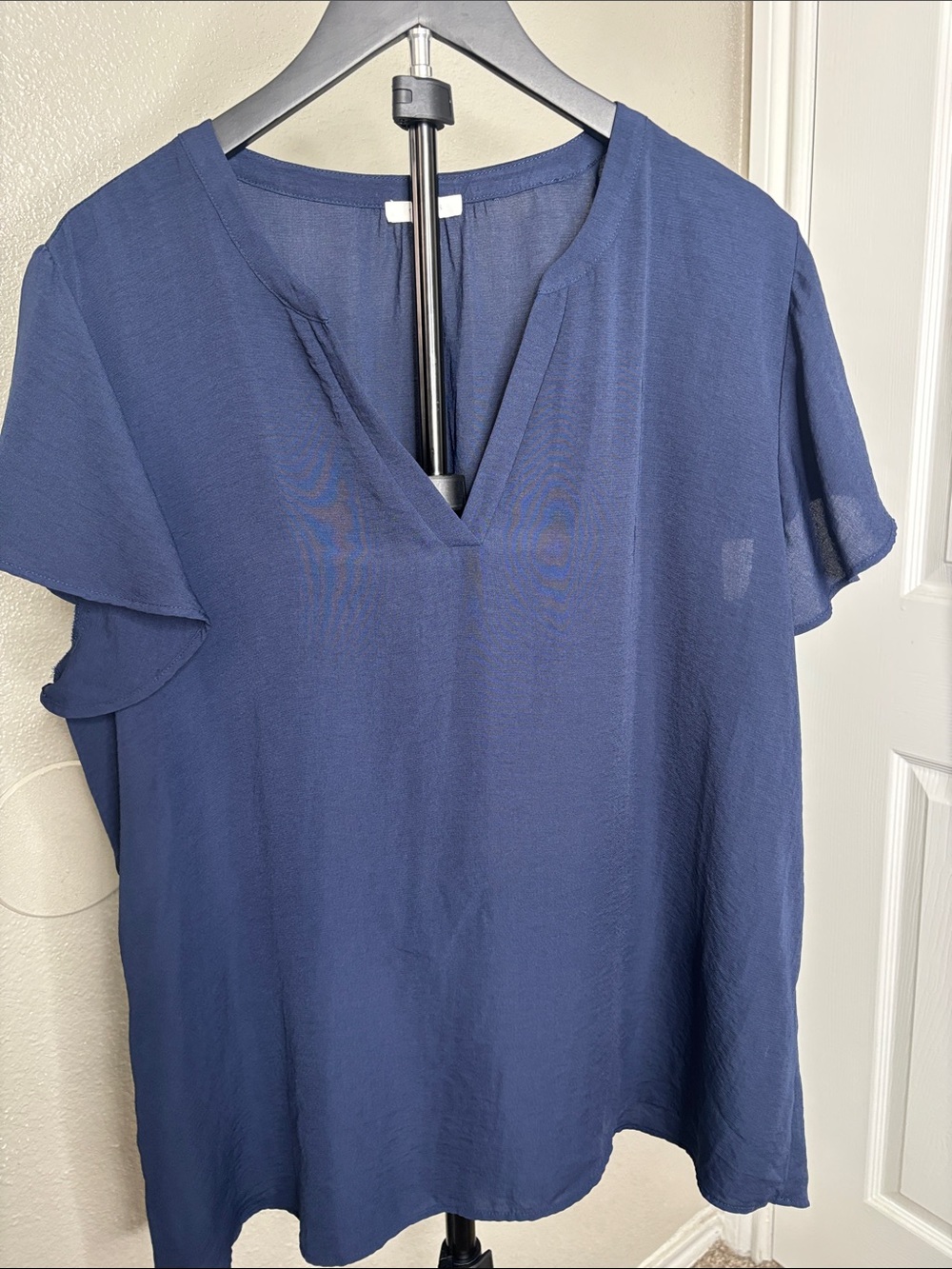 Maurices Navy V-Neck Flutter Sleeve Blouse
